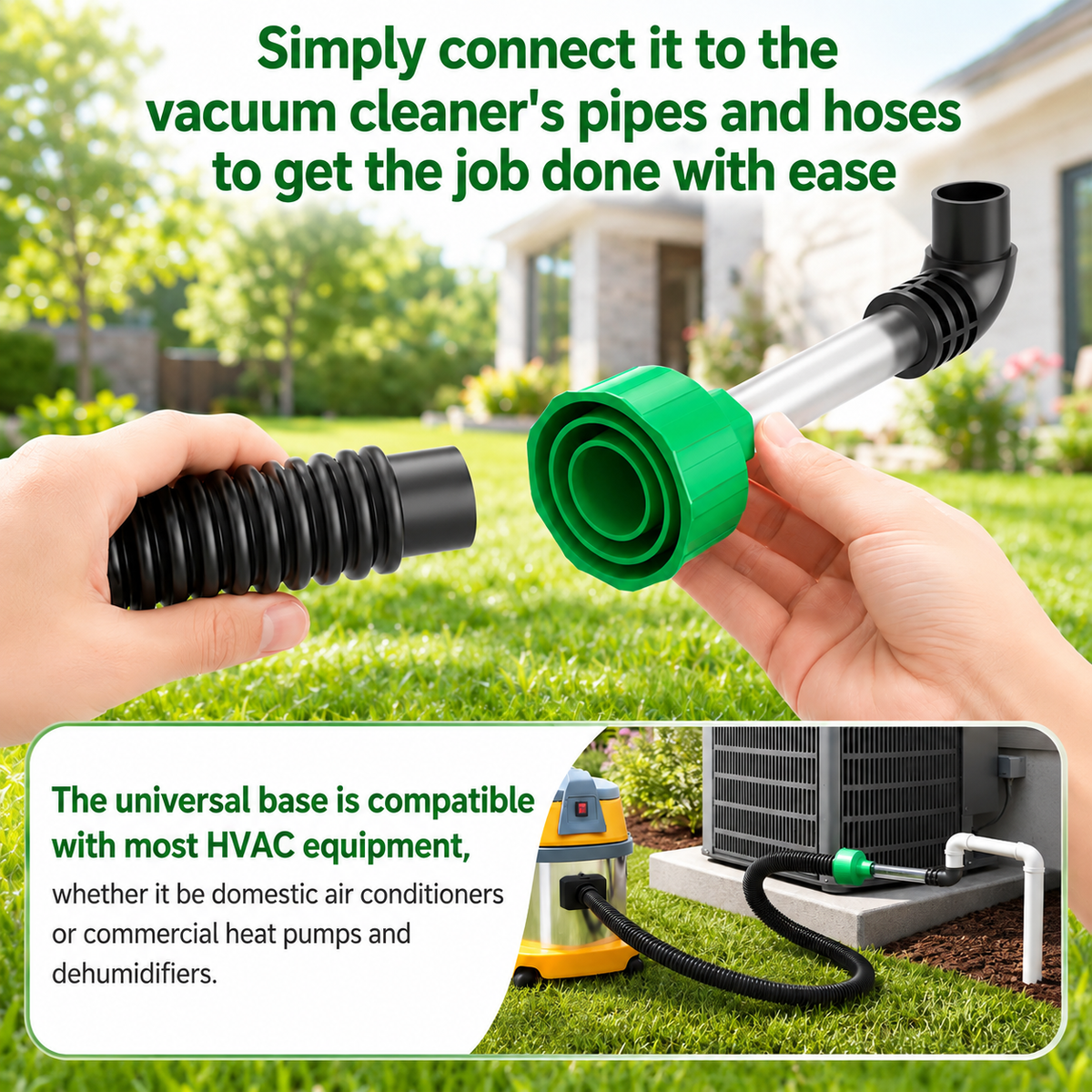 AC Drain Line Cleaner Adapter Evacuates & Unclog AC Drain Line - HVAC to PVC AC Drain Line Cleaner Tool - Universal Fit AC Drain Line Unclogger - AC Drain Line Cleaning Tool - Clear Visibility