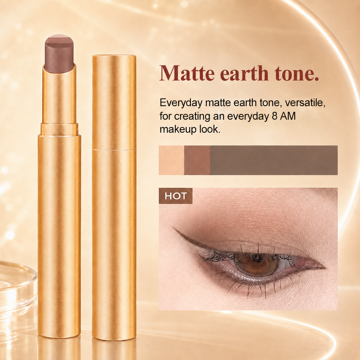 3 in 1 Easy Eyeshadow Stick for Beginners Waterproof Longwear Shimmer Makeup Set