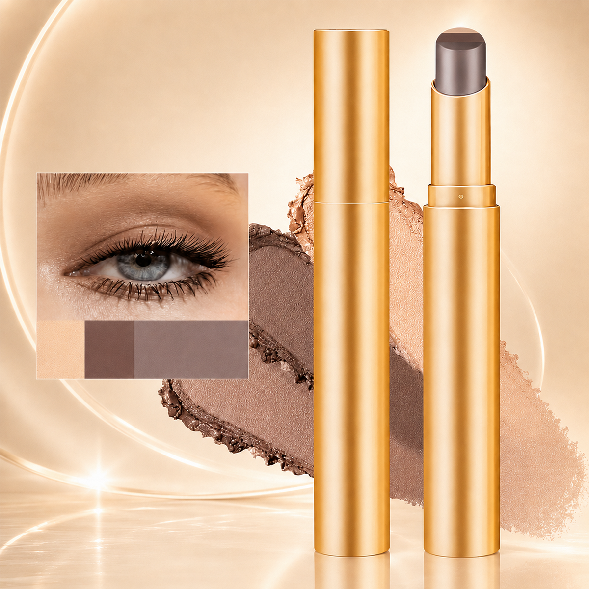 3 in 1 Easy Eyeshadow Stick for Beginners Waterproof Longwear Shimmer Makeup Set