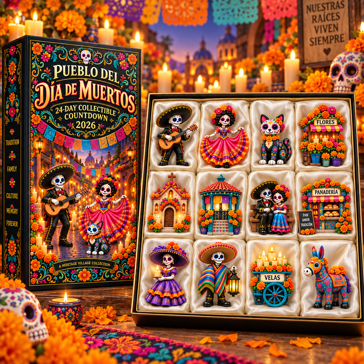 🎁Day of the Dead Village 2026 – 24-Day Day of the Dead Collectible Countdown Calendar with 24 Unique Miniatures