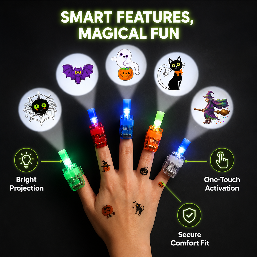 💥 SAVE 50%-Arbxmbx® Holiday LED Finger Projector Rings — Halloween & Christmas