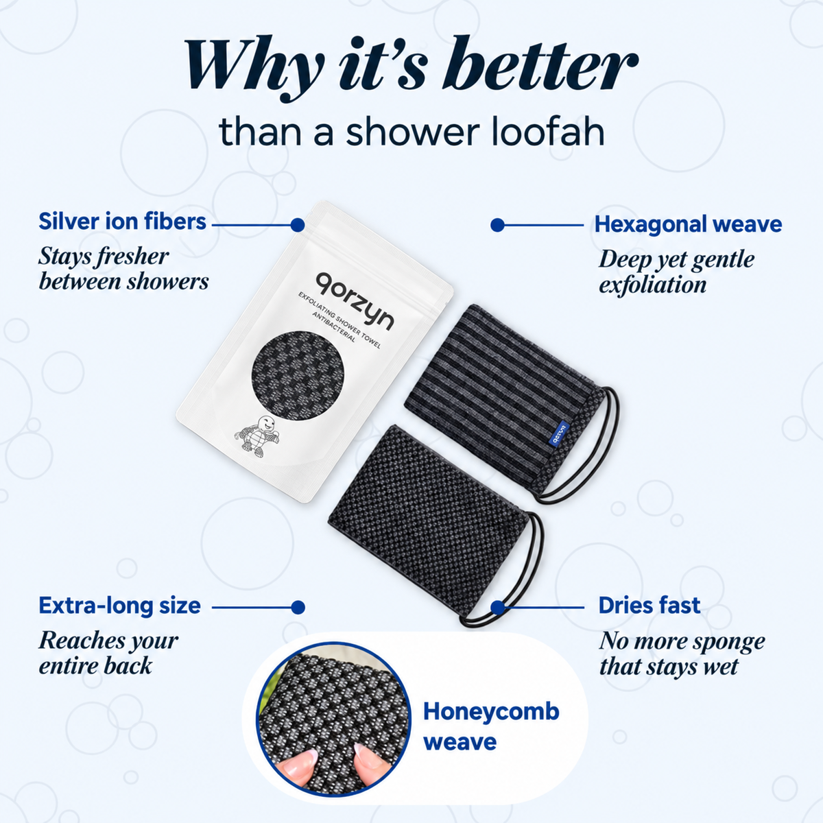 Qorzyn Exfoliating Shower Towel