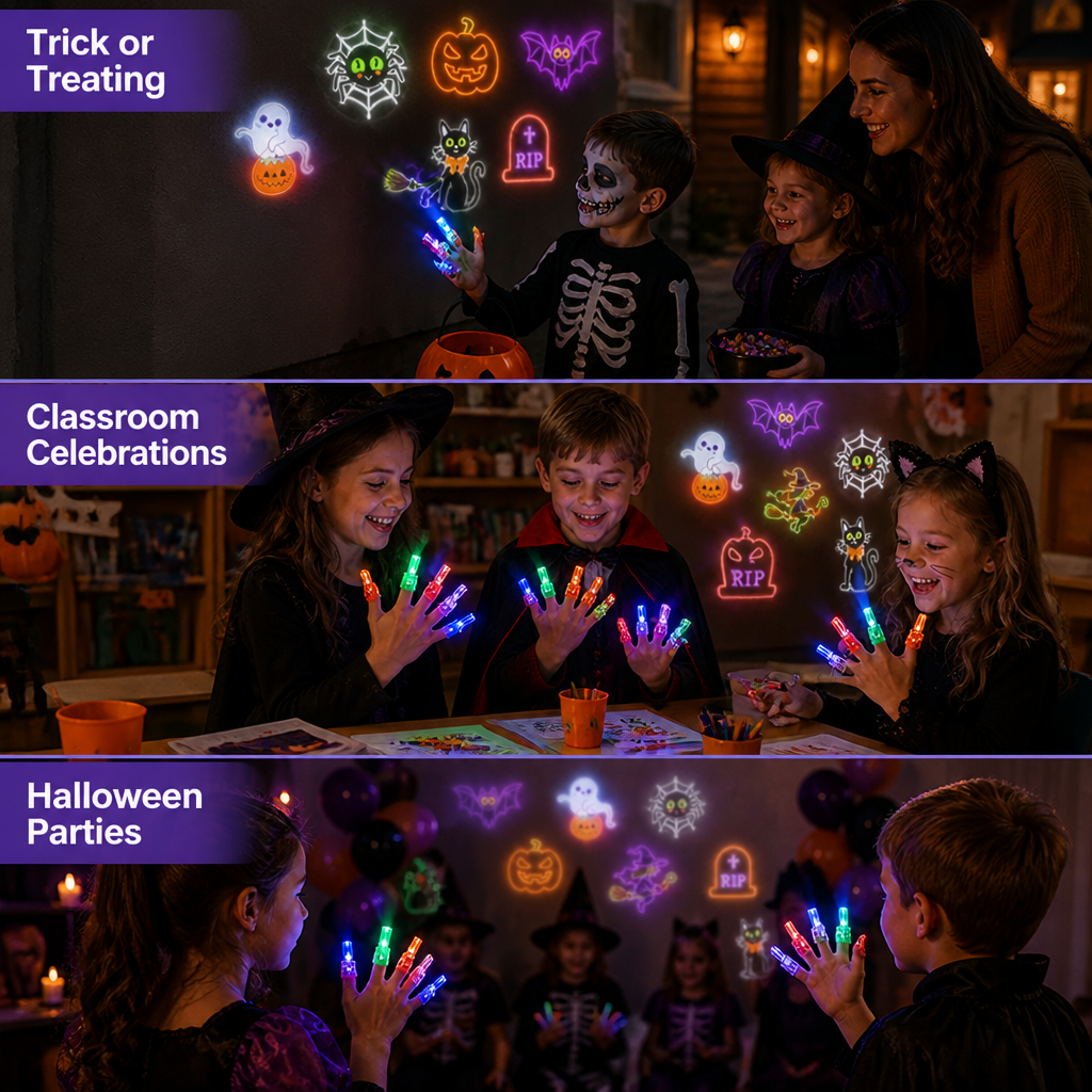 💥 SAVE 50%-Arbxmbx® Holiday LED Finger Projector Rings — Halloween & Christmas