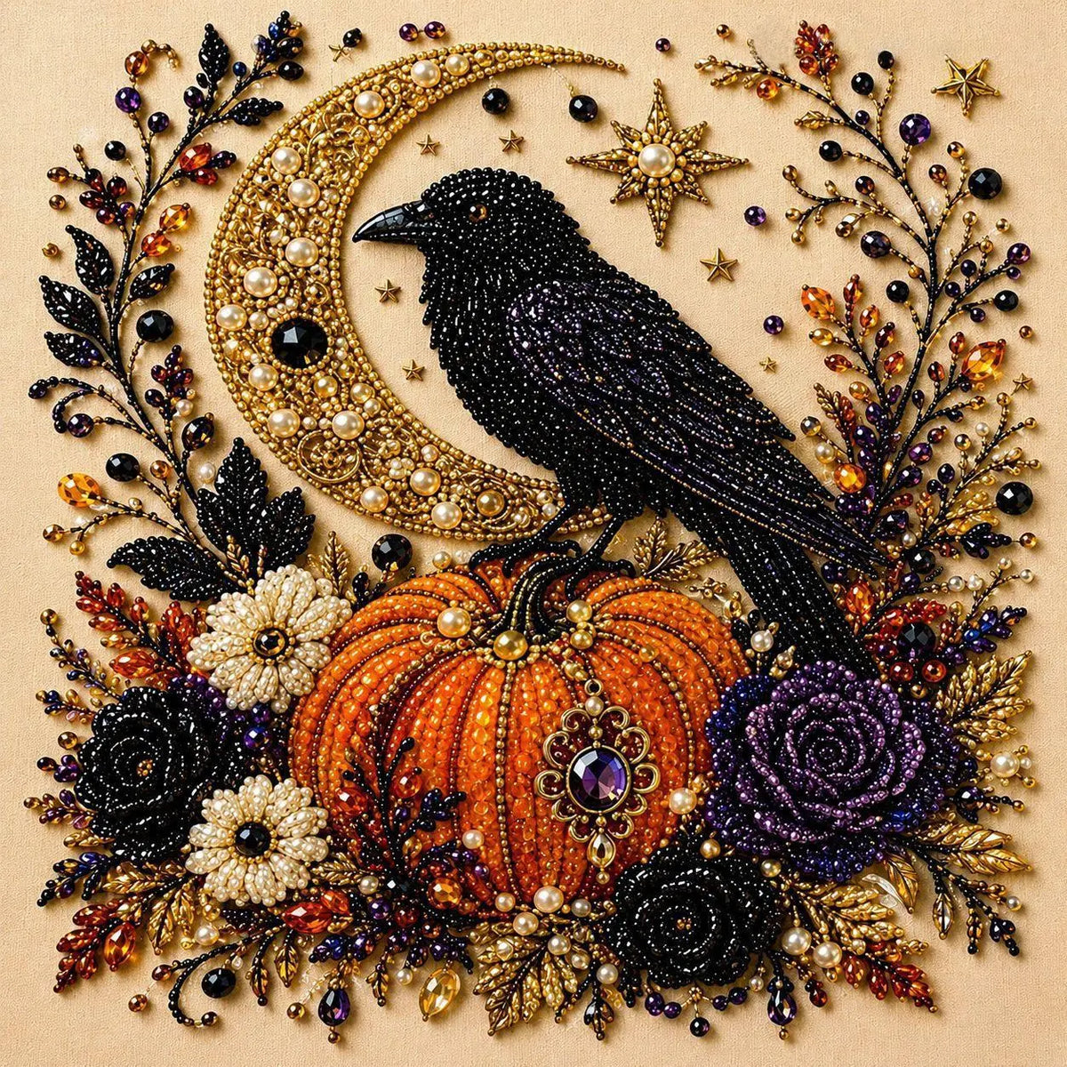 🎃 Halloween Witch Pearl Painting DIY Kit - Pumpkin Moon Diamond Art