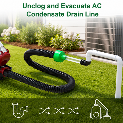 AC Drain Line Cleaner Adapter Evacuates & Unclog AC Drain Line - HVAC to PVC AC Drain Line Cleaner Tool - Universal Fit AC Drain Line Unclogger - AC Drain Line Cleaning Tool - Clear Visibility