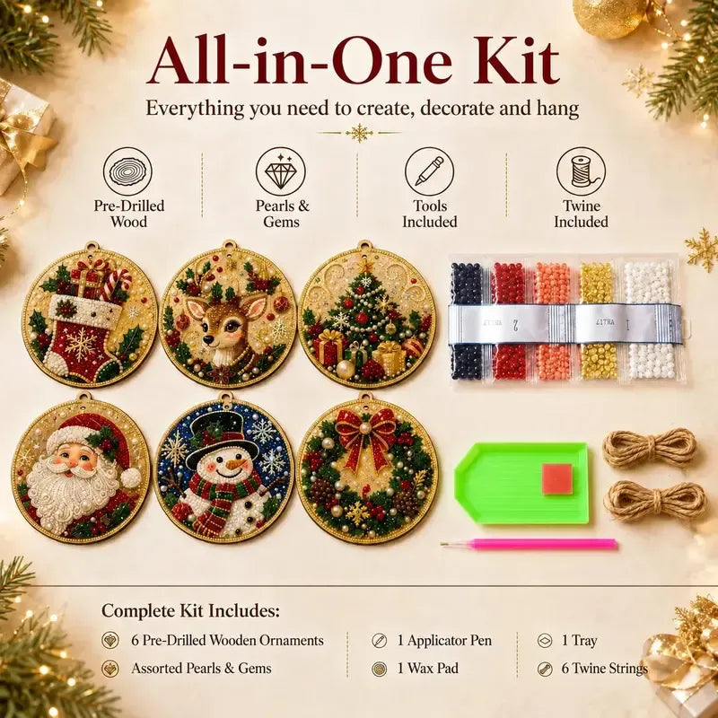 ⚡⚡⚡LAST 44 PCS LEFT!!! ⏳ Last Day 49% OFF – 🎄Beginner-Friendly Christmas Pearl & Gem Diamond Painting DIY Kit | 6 Festive Ornament Designs with Sparkling Pearls, Faceted Gems & 3D Layered Detail 💕