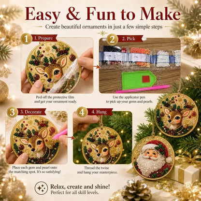 ⚡⚡⚡LAST 44 PCS LEFT!!! ⏳ Last Day 49% OFF – 🎄Beginner-Friendly Christmas Pearl & Gem Diamond Painting DIY Kit | 6 Festive Ornament Designs with Sparkling Pearls, Faceted Gems & 3D Layered Detail 💕