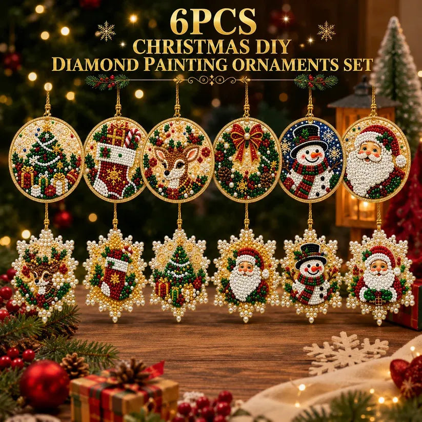 ⚡⚡⚡LAST 44 PCS LEFT!!! ⏳ Last Day 49% OFF – 🎄Beginner-Friendly Christmas Pearl & Gem Diamond Painting DIY Kit | 6 Festive Ornament Designs with Sparkling Pearls, Faceted Gems & 3D Layered Detail 💕