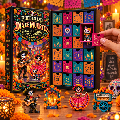 🎁Day of the Dead Village 2026 – 24-Day Day of the Dead Collectible Countdown Calendar with 24 Unique Miniatures