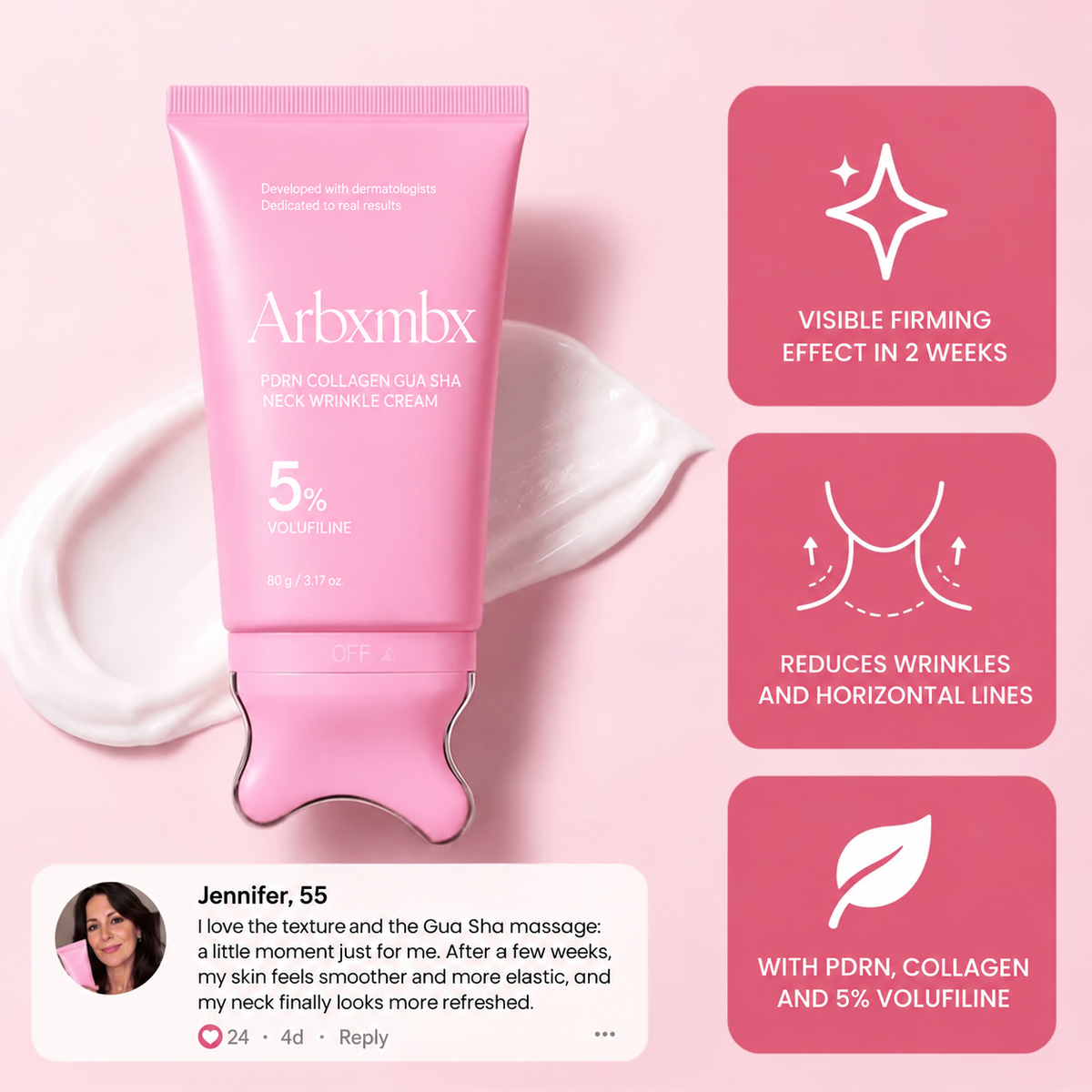 PDRN Neck Cream with Gua Sha Massager