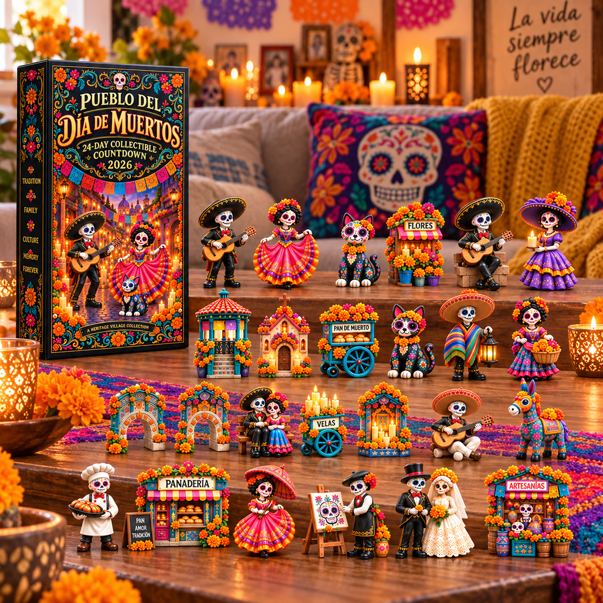 🎁Day of the Dead Village 2026 – 24-Day Day of the Dead Collectible Countdown Calendar with 24 Unique Miniatures