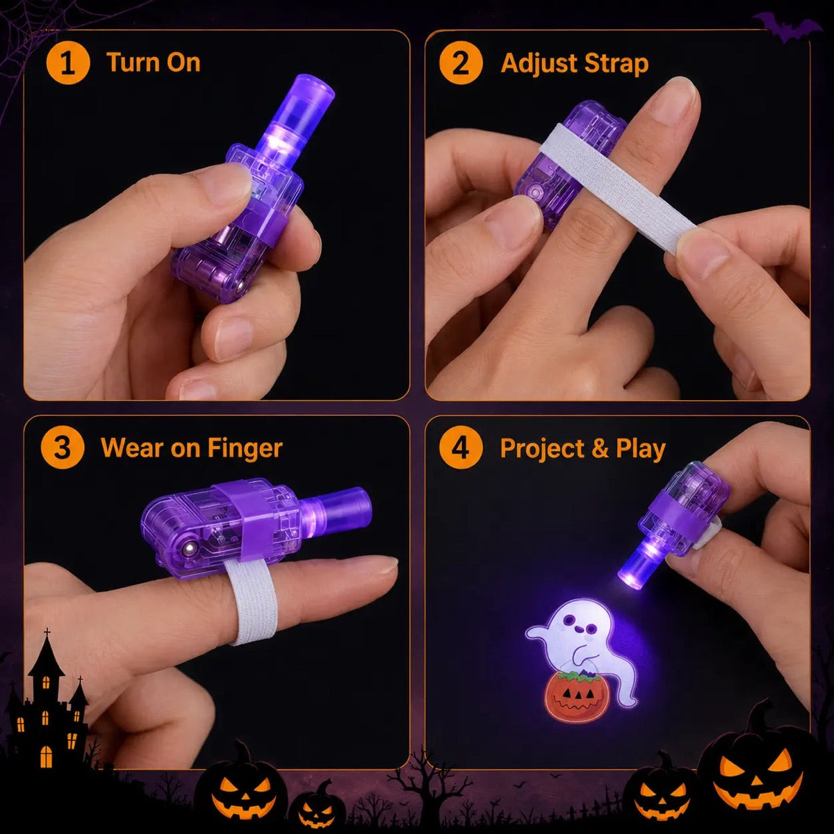 💥 SAVE 50%-Arbxmbx® Holiday LED Finger Projector Rings — Halloween & Christmas